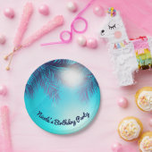 Blue BEACH PARTITY Sunny Palm Trees Summer Birthda Papieren Bordje (Feest)