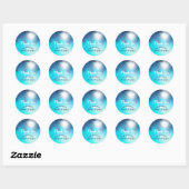 Blue BEACH PARTY Zonnige Palm Trees Verjaardagsgun Ronde Sticker (Vel)