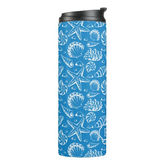 Blue Beach Patroon | Monogram Thermosbeker (Gedraaid links)