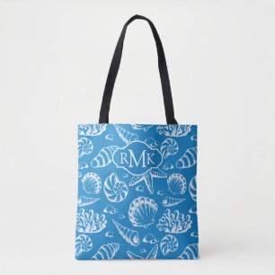 Blue Beach Patroon   Monogram Tote Bag