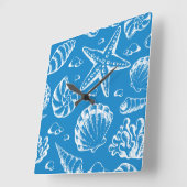 Blue Beach Patroon Vierkante Klok (Hoek)