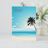 Blue Beach RSVP Wedding Invitation Kaartje (Staand voorkant)