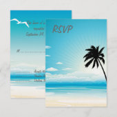 Blue Beach RSVP Wedding Invitation Kaartje (Voorkant / Achterkant)