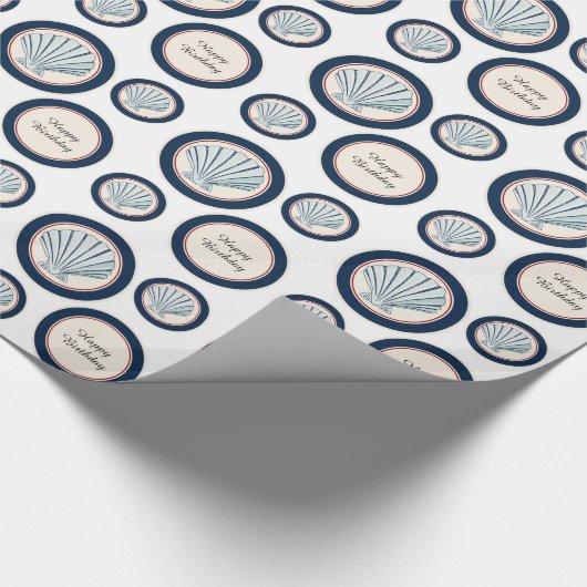 Blue Beach Sea Shells Verjaardag Cadeaupapier (Hoek)