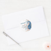  Blue Beach seahorse shell sea babyShower  Ronde Sticker (Envelop)