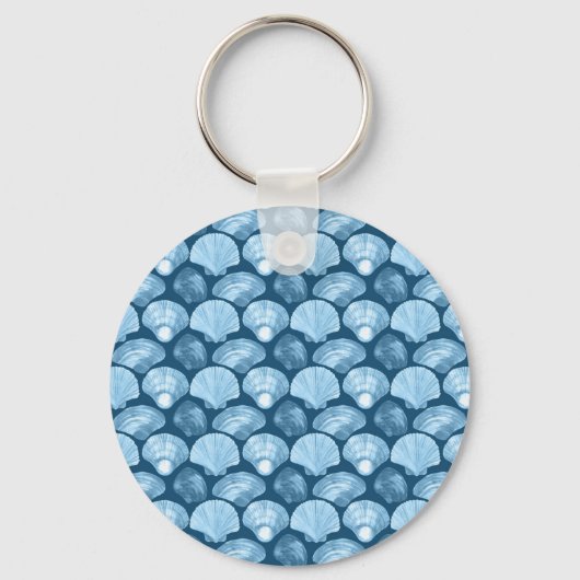 Blue Beach Seashell Patroon Sleutelhanger (Voorkant)