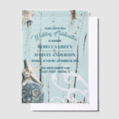 Blue Beach Seashell Zeester Kustbruiloft Vellum Uitnodigingen (Offset)