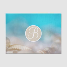 Blue Beach Shells Elegant Monogram Letter Initiaal Tissuepapier