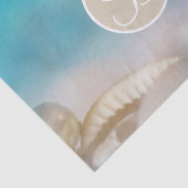 Blue Beach Shells Elegant Monogram Letter Initiaal Tissuepapier (Detail)