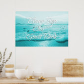 Blue Beach Sign Ons Poster van de tabel met gastbo (Keuken)