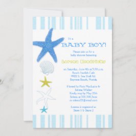 Blue Beach Starfish Gestreepte Baby Boy Baby showe Kaart