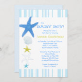 Blue Beach Starfish Gestreepte Baby Boy Baby showe Kaart (Voorkant / Achterkant)