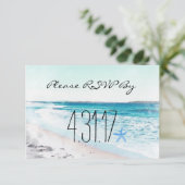 Blue Beach & Starfish RSVP-kaart Kaart (Staand voorkant)