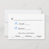 Blue Beach & Starfish RSVP-kaart Kaart (Achterkant)