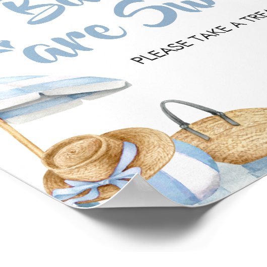 Blue Beach Summer Baby shower Baby's zijn zoet Poster (Hoek)