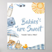 Blue Beach Summer Baby shower Baby's zijn zoet Poster (Voorkant)