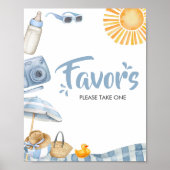 Blue Beach Summer Baby shower Favorieten Poster (Voorkant)