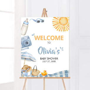 Blue Beach Summer Baby shower Welkom Poster