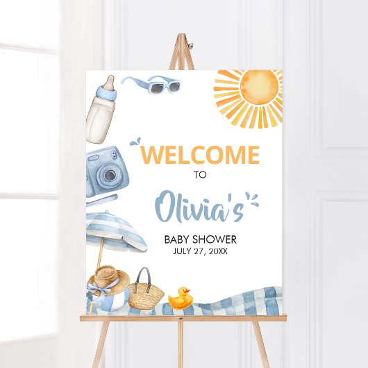 Blue Beach Summer Baby shower Welkom Poster