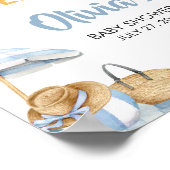 Blue Beach Summer Baby shower Welkom Poster (Hoek)