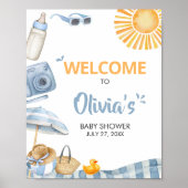 Blue Beach Summer Baby shower Welkom Poster (Voorkant)