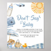 Blue Beach Summer Baby shower zeg niet Baby Poster (Voorkant)