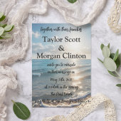 Blue Beach Sunset Waterverf bruiloft uitnodiging