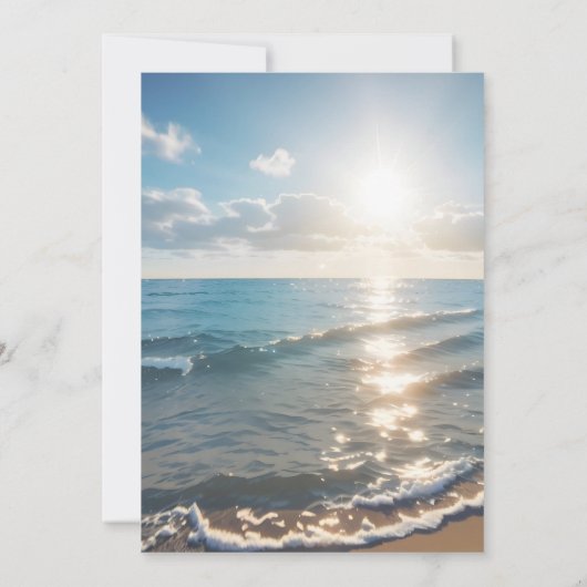 Blue Beach Sunset Waterverf bruiloft uitnodiging (Achterkant)