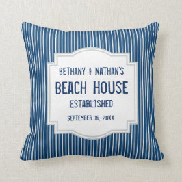 Blue Beach Theme met Stripes A06 Kussen