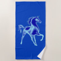 Blue Beach Towel met paard - uw kleuren