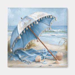 Blue Beach Umbrella Fridge Magnet | Magnet