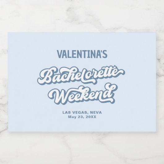 Blue Beach vrijgezellenfeest Sparkling Wijnetiket (Enkel label)