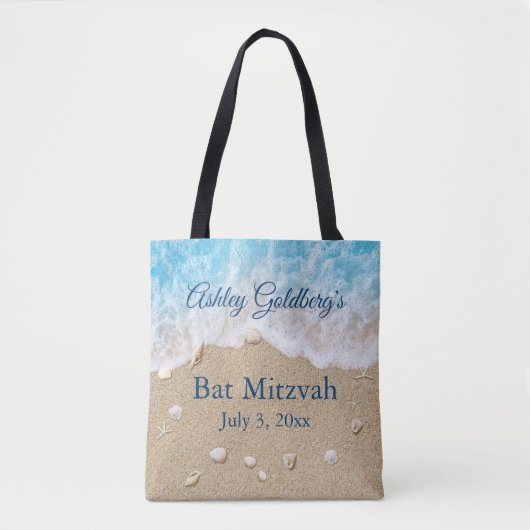 Blue Beach Waves Bat Mitzvah Canvas tas (Voorkant)