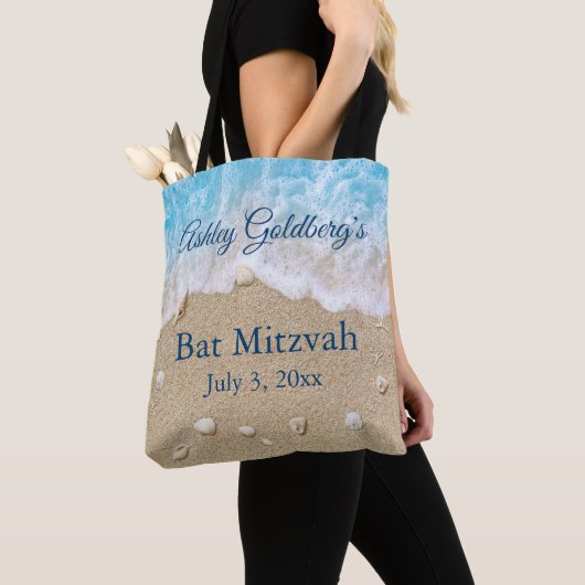 Blue Beach Waves Bat Mitzvah Canvas tas (Dichtbij)