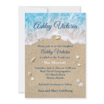 Blue Beach Waves Bat Mitzvah Invitation