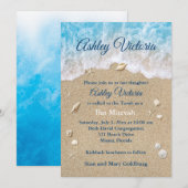 Blue Beach Waves Bat Mitzvah Invitation Kaart (Voorkant / Achterkant)