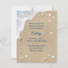 Blue Beach Waves Bat Mitzvah Reception Invitation Kaart