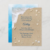 Blue Beach Waves Bat Mitzvah Reception Invitation Kaart (Voorkant / Achterkant)