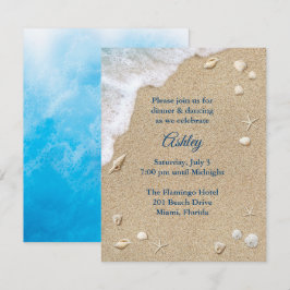 Blue Beach Waves Bat Mitzvah Reception Invitation Kaart