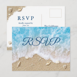 Blue Beach Waves Bat Mitzvah RSVP Briefkaart