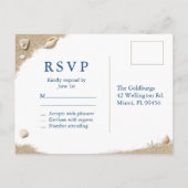 Blue Beach Waves Bat Mitzvah RSVP Briefkaart (Achterkant)