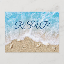 Blue Beach Waves Bat Mitzvah RSVP Briefkaart