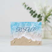 Blue Beach Waves Bat Mitzvah RSVP Briefkaart (Staand voorkant)