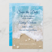 Blue Beach Waves Bat Mitzvah Save the Date Kaart (Voorkant / Achterkant)