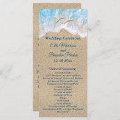 Blue Beach Waves en Starfish bruiloft programma Programmakaart (Voorkant / Achterkant)