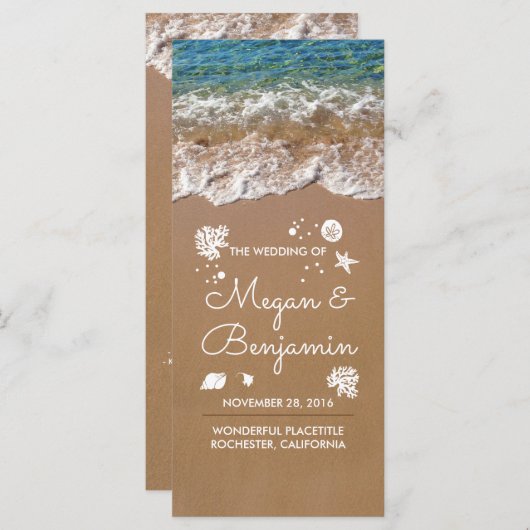 Blue Beach Waves en zand bruiloft programma's (Voorkant / Achterkant)