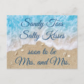 Blue Beach Waves Mrs & Mrs Save the Date Aankondigingskaart (Voorkant)
