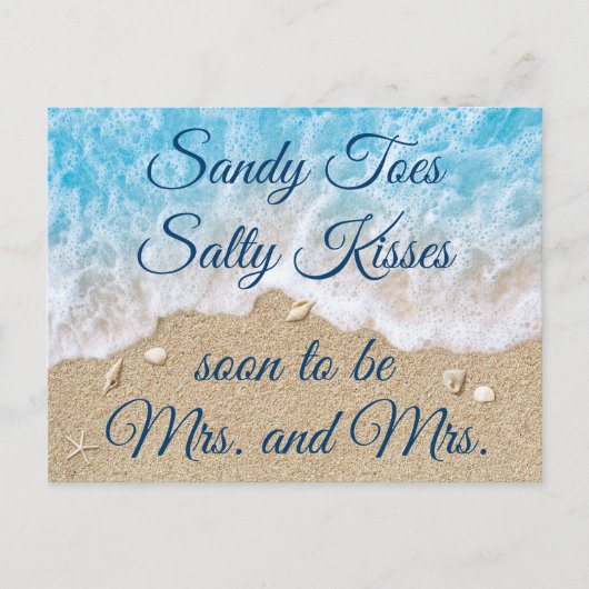 Blue Beach Waves Mrs & Mrs Save the Date Aankondigingskaart (Voorkant)