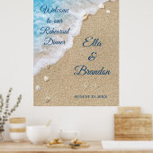 Blue Beach Waves Rehearsal Dinner Poster (Keuken)
