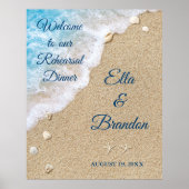 Blue Beach Waves Rehearsal Dinner Poster (Voorkant)